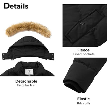 WenVen Women's Winter Thickened Long Puffer Coat Warm Parka Jacket - color: Black, size: 4X-Large