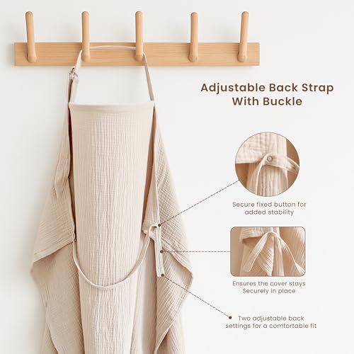 Konssy 2-Pack Muslin Nursing Cover Up for Breastfeeding Mom with Rigid Hoop - color: Cream, Brown