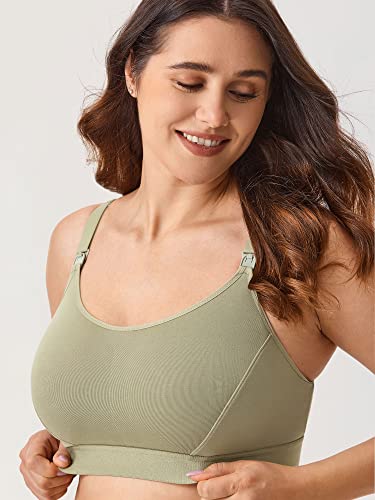 Gratlin Cotton Nursing Bra for Breastfeeding - color: Grey Olive, size: Medium