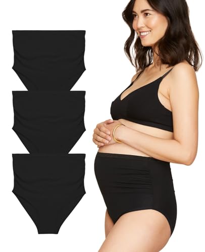 Subset Women's Organic Cotton Maternity Above the Belly Briefs,Knickey 3 Pk - color: Carbon, size: Medium
