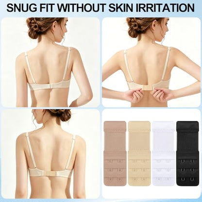 Vancle Women's Bra Extenders with 2 Hooks, Soft Stretchy Back Bra Extension Strap - color: 3*nude
