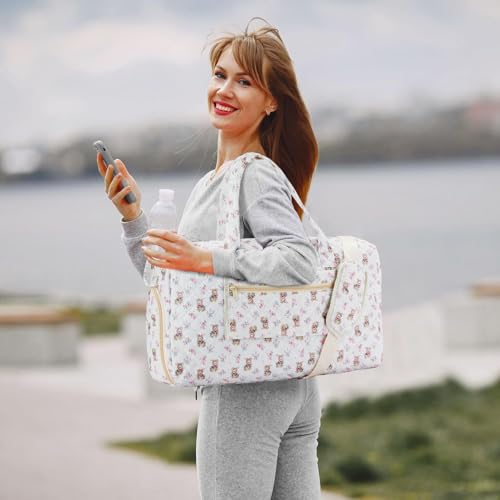 Bunny Quilted Duffle Bag with Shoe Compartment and Toiletry Pouch - color: Bunny