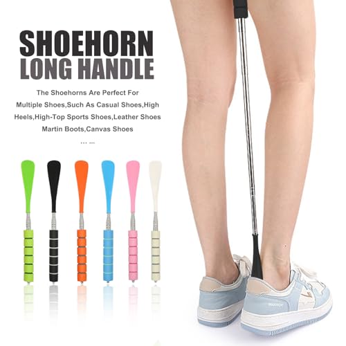 Shoe Horn Long Handle Retractable Shoehorn Telescopic Foldable Shoe Puller Adjustable Shoe Aids Easy Slip on - color: Blue