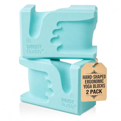 WRISTBuddy® Yoga Blocks 2 Pack, High Density Non-Slip, Hand-Shaped Design - color: Aqua