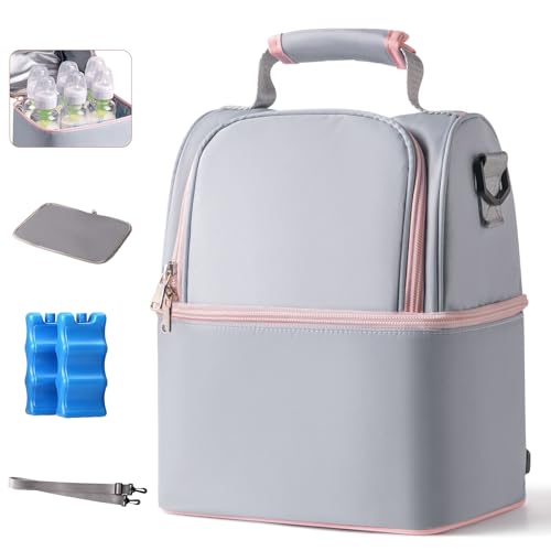 NCVI Breast Pump Backpack, Double Layer Removable, for Spectra/Medela - color: Grey