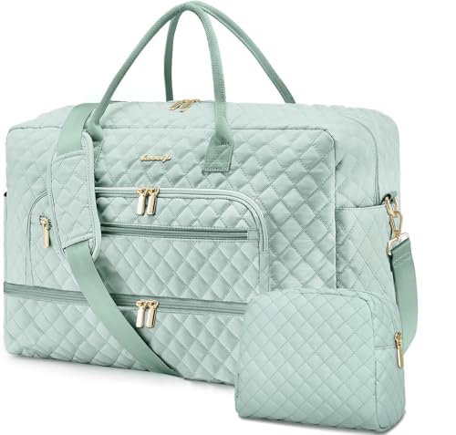 Travel Duffle Bag Weekender for Women - 38L Carry-On Overnight Bag Personal Item Bag with Shoe Compartment & Wet Pocket Weekend Tote Bags with Toiletry Bag Hospital Bags for Labor and Delivery - color: Light Green - 38L