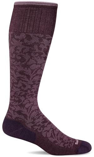 Sockwell Women's Damask Moderate Graduated Compression Socks - color: Blackberry, size: Small-Medium