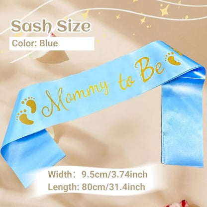 Mommy to Be Sash, Blue Baby Shower Sashes - color: Blue