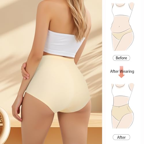 Women's High Waisted Underwear Slightly Tummy Control Cotton Panties Full Coverage Postpartum Briefs 4 Pack - color: Multicolor-brown Shades, size: Medium