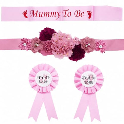Vexillum Maternity Flower Sash Belly Belt Set(4pcs) - color: Flower#2