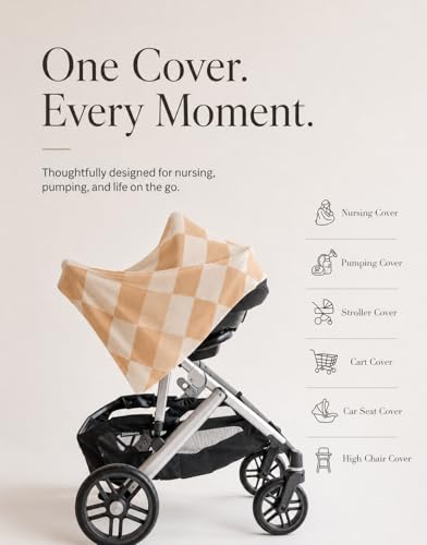 Toci Nursing Cover Poncho – Soft Breathable Breastfeeding Cover, 360° Full Coverage, Lightweight Multi-Use Nursing Scarf - color: Checkered