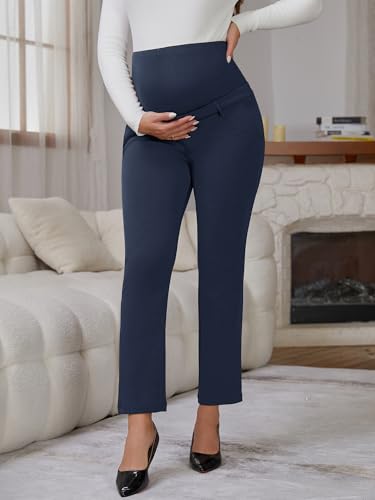 Maternity Work Pants Skinny Office Trousers - color: Blue, size: Medium