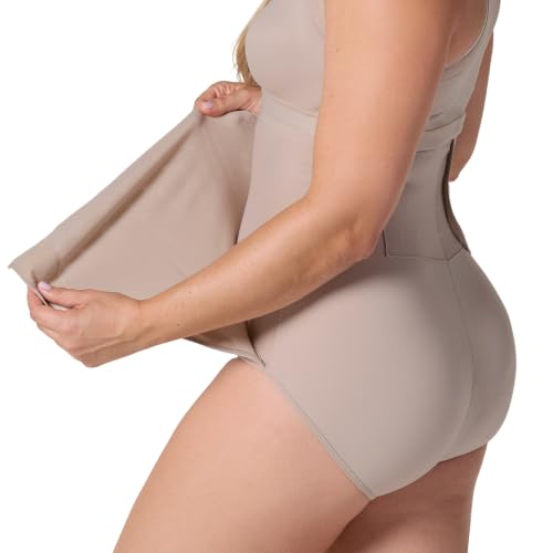 Leonisa BellyFlex Total High-Waist Post-Surgical Compression Underwear, Adjustable Belly Wrap, Tummy Control Shapewear Girdle - color: Beige, size: Medium
