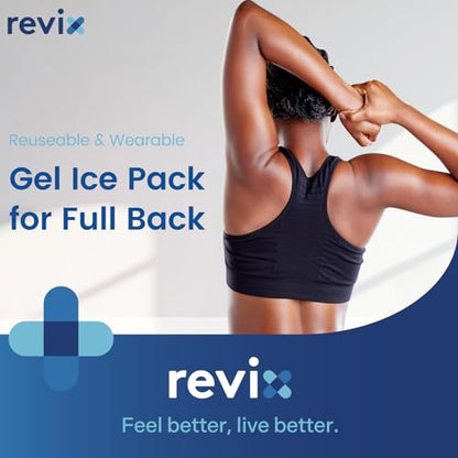 REVIX Extra Large Ice Pack for Back, 13” x 21” Reusable Gel Cold Pack Wrap - color: Black