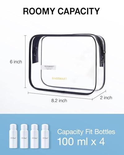 BAGSMART Clear Toiletry Bag 2-Pack TSA Approved Water-Repellent, White - color: Classic White, size: Medium