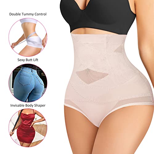 Nebility Womens' Tummy Control High Waist Trainer Body Shaper - color: Beige, size: Medium
