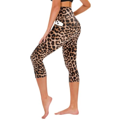 TNNZEET Capri Leggings for Women - Tummy Control High Waisted Soft Yoga Pants for Gym Workout - color: A-leopard/ Cheetah, size: XX-Large