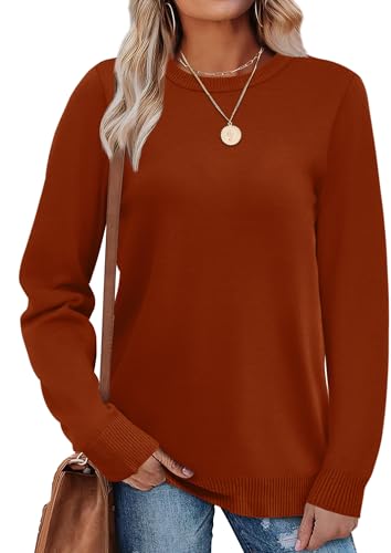 WIHOLL Sweaters for Women Lightweight Fall Tops Pullover Long Sleeve Shirts - color: Caramel, size: X-Large