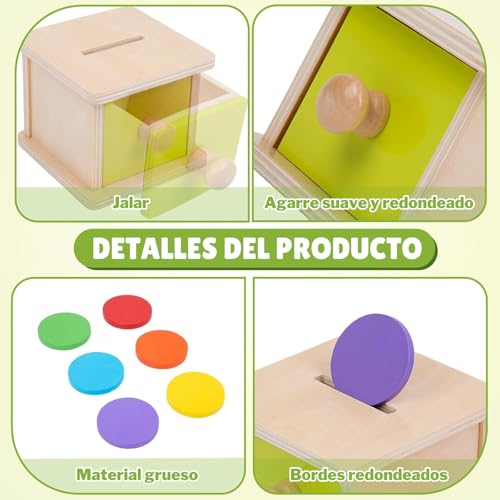 Adena Montessori Coin Box, Yellow-Green Door, 6-12m