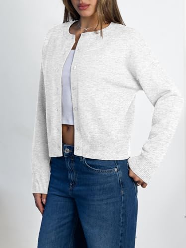 LILLUSORY Womens Lightweight Cardigan Cropped Knit Fall Cute Sweaters 2026 - color: Grey, size: Small