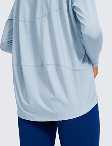 CRZ YOGA Pima Cotton Boat Neck Top - color: Blue Linen, size: Small