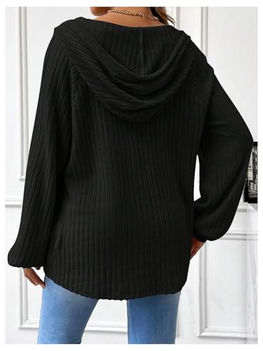 BEAUDRM Women's Maternity Half Button Sweatshirts Long Sleeve Ribbed Knit Pregnancy Shirt Spring Clothes - color: Black, size: Medium