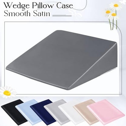 RUDONG M Satin Wedge Pillow Cover, Wedge Pillowcase, Dark Grey, 25"x25"x8" - color: Dark Grey