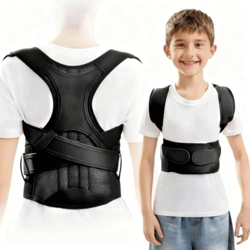 Kids Back Brace Posture Corrector for Boys Girls Teen Youth Children - color: Black, size: Small