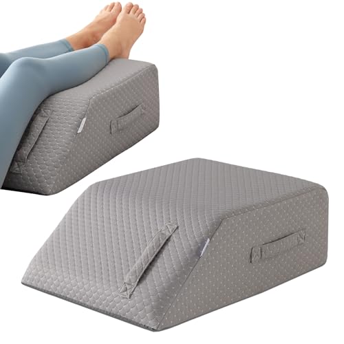 MEGCXIT Leg Pillow Elevation Blood Circulation, Leg Wedge for Elevation for Swelling, Leg Elevating Pillow for After Surgery, Memory Foam Foot Knee Pillow for Back Sleeping 23.6×16.8×8 Inch Grey - color: Grey, size: 23.6*16.8*8 Inch