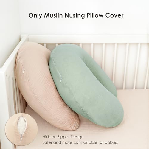 MairMore 2 Pack Muslin Baby Nursing Pillow Covers - color: Roman Green