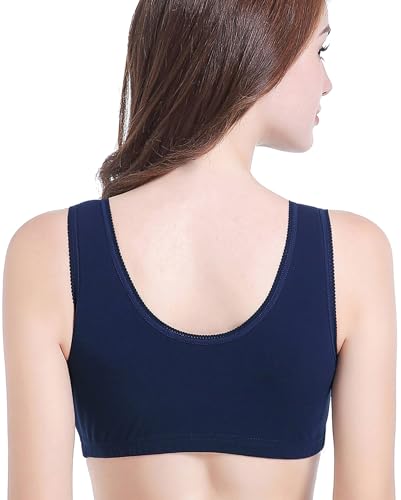 CAKYE 3 Pack Maternity Nursing Sleep Bra Breastfeeding Cotton Bralette - color: Black/Grey/Navy, size: Large