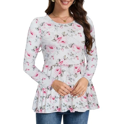 Bearsland Long Sleeve Nursing Top - color: Gray Green & Glacier Blue & Pink Rose, size: XX-Large