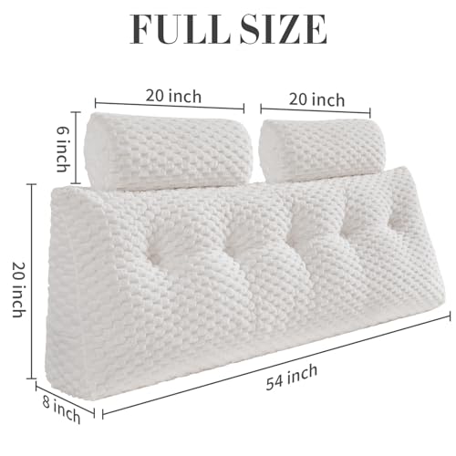 EUHAMS Headboard Pillow Full with Neck Roll, Triangular Backrest Pillow - color: White, size: Full