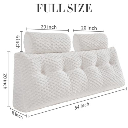 EUHAMS Headboard Pillow Full with Neck Roll, Triangular Backrest Pillow - color: White, size: Full