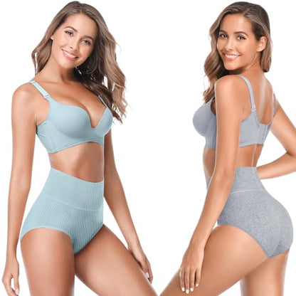 Women's High Waist Cotton Underwear Super Stretchy Briefs Full Coverage Panties Soft Women Panties 5-Pack - color: Light-5pack, size: X-Small-Small