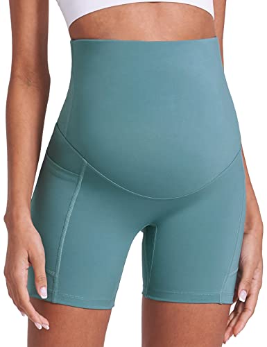 Enerful Maternity Biker Shorts with Pockets 8"/5" - color: Black+pink+light Blue 5", size: Small