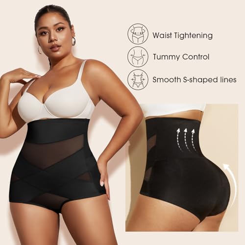 MOVWIN Plus Size Shapewear Tummy Control Underwear Girdle For Women - color: Black, size: 4X-Large