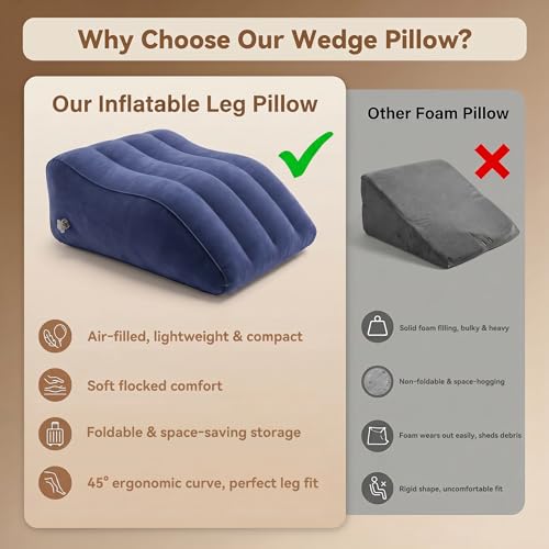 Inflatable Leg Elevation Pillow for Sleeping, Blood Circulation - color: Blue