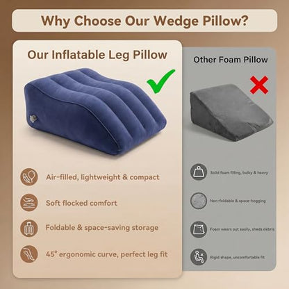 Inflatable Leg Elevation Pillow for Sleeping, Blood Circulation - color: Blue
