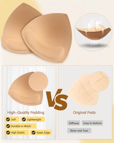 Bra Pads Inserts 4 Pairs Breast Enhancer Padding for Push Up - color: Black, size: C