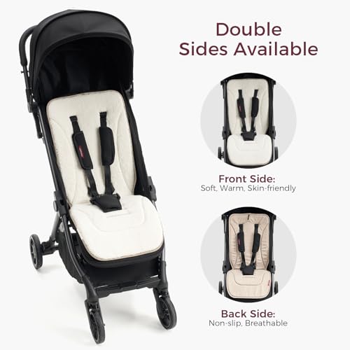 Momcozy Reversible Stroller Cushion, Universal Breathable Liner - color: Khaki, size: Warm Pad