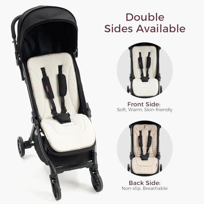 Momcozy Reversible Stroller Cushion, Universal Breathable Liner - color: Khaki, size: Warm Pad