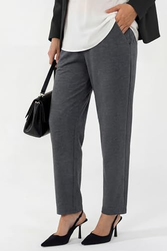 OUGES Women's Over Belly Straight Leg Maternity Pants with Pockets - color: Deep Grey, size: XX-Large
