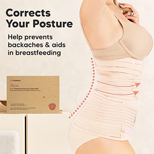 KeaBabies 3 in 1 Postpartum Belly Support Recovery Wrap and Reusable Nursing Pads for Breastfeeding - Postpartum Belly Band - 14-Pack - 4-Layers Nursing Pads