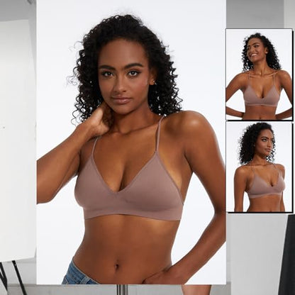 Seamless Bra for Women Low Back Bralette Wirefree Spaghetti Bra with Padded Removeable - color: Slate Violet, size: Small