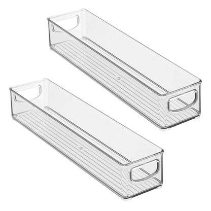 iDesign Slim Clear Plastic Storage Bin, Extra Long Narrow Stackable Organizer for Kitchen and Pantry, 2-Pack - style: Pack of 2