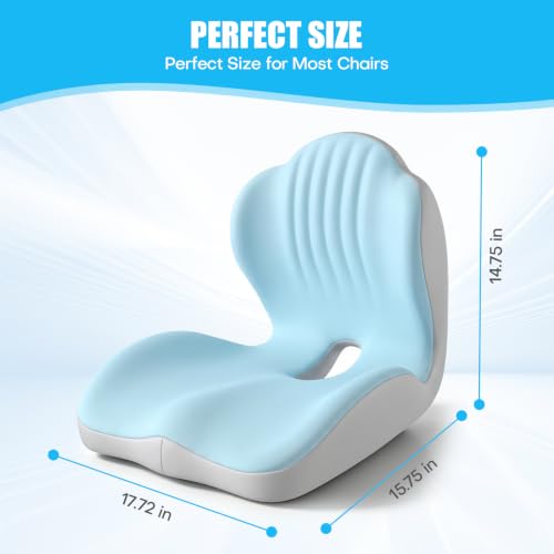 Ergonomic Seat Cushion for Office Chairs Lumbar Support Pillow, Blue - color: Blue