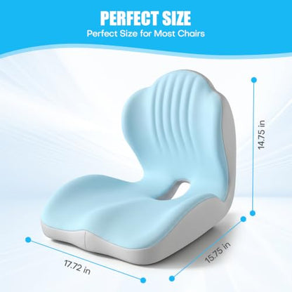 Ergonomic Seat Cushion for Office Chairs Lumbar Support Pillow, Blue - color: Blue