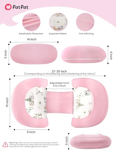 PATPAT Pregnancy Pillow, Cooling Maternity Pillow with Adjustable Wedge - color: Pink