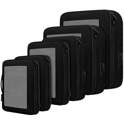 BAGAIL 4 Set/6 Set/8 Set Compression Packing Cubes Travel Accessories Expandable Packing Organizers (Square Mesh, 06-Black) - color: 06-Black, style: Square Mesh